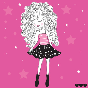 beautiful curly hair girl vector illustration